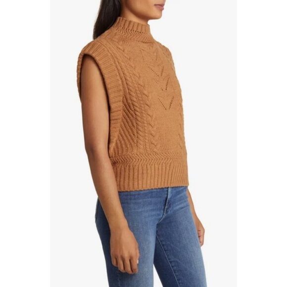 💕WIT & WISDOM💕 Cable Stitch Mock Neck Sweater Vest ~ Nutmeg Brown XL NWT - Picture 2 of 14